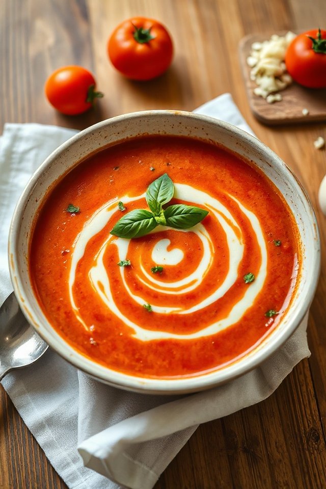 creamy basil infused tomato soup