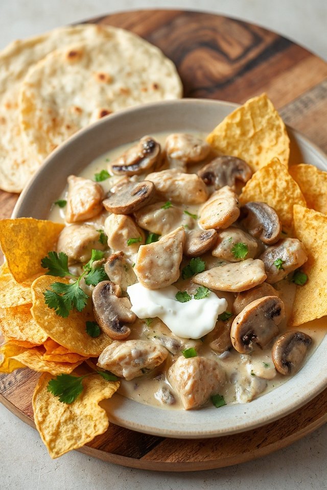 creamy chicken with tortilla crunch