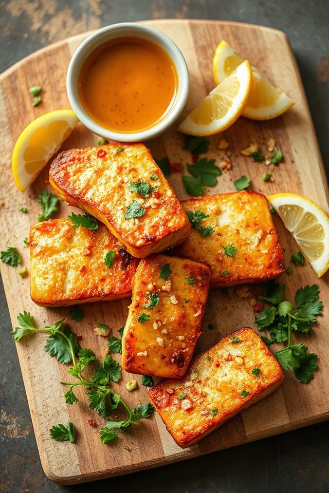 crispy garlic tofu steak