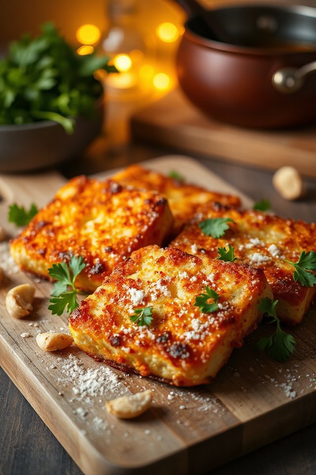crispy garlic tofu steak