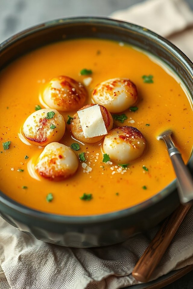 delicious orange saffron scallop soup