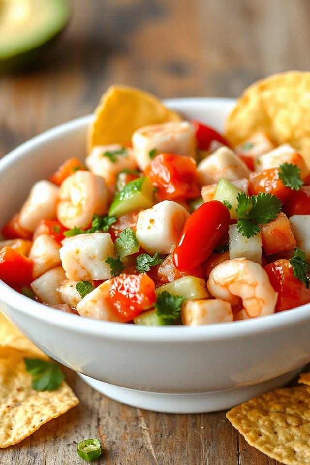 fresh seafood ceviche preparation