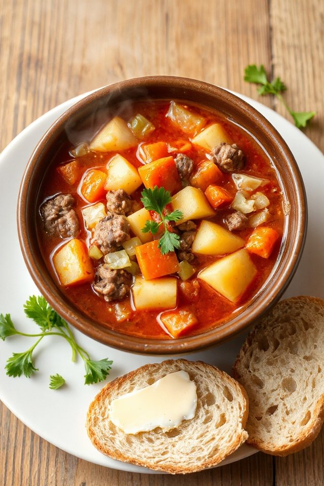 hearty cabbage hamburger soup