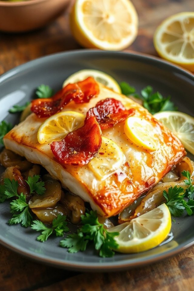 lemon bacon baked halibut recipe