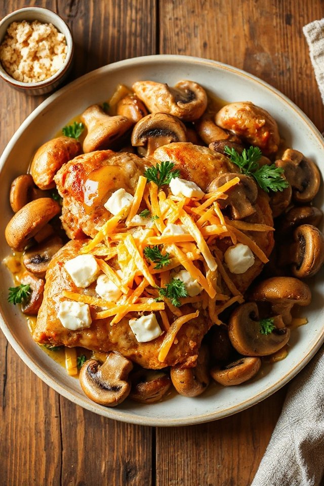 mushroom filled slow cooker chicken