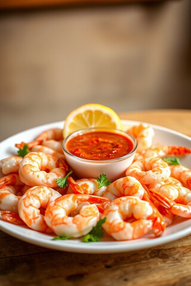 poached shrimp with dipping sauce