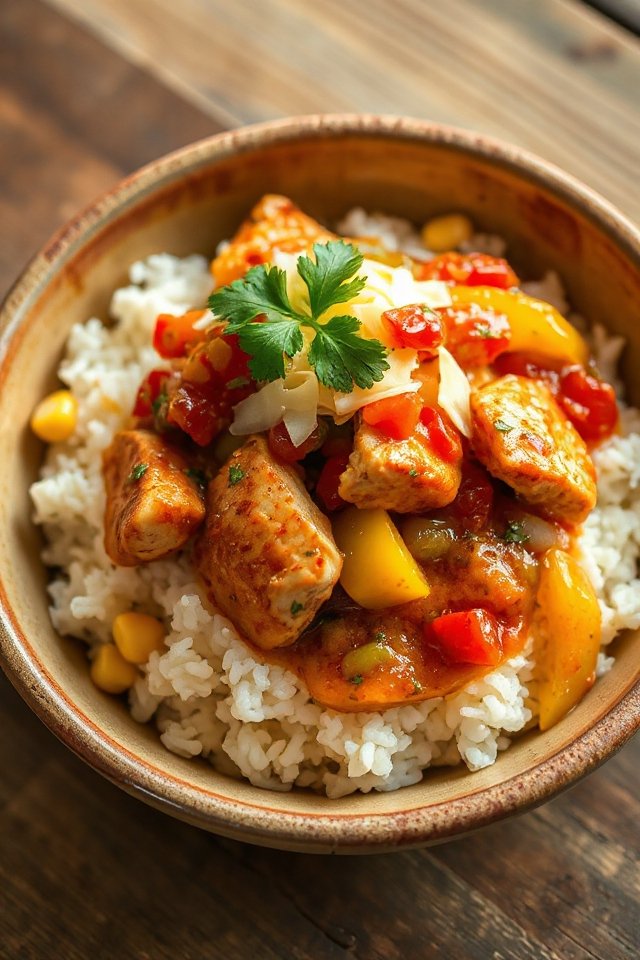 salsa chicken rice bowl