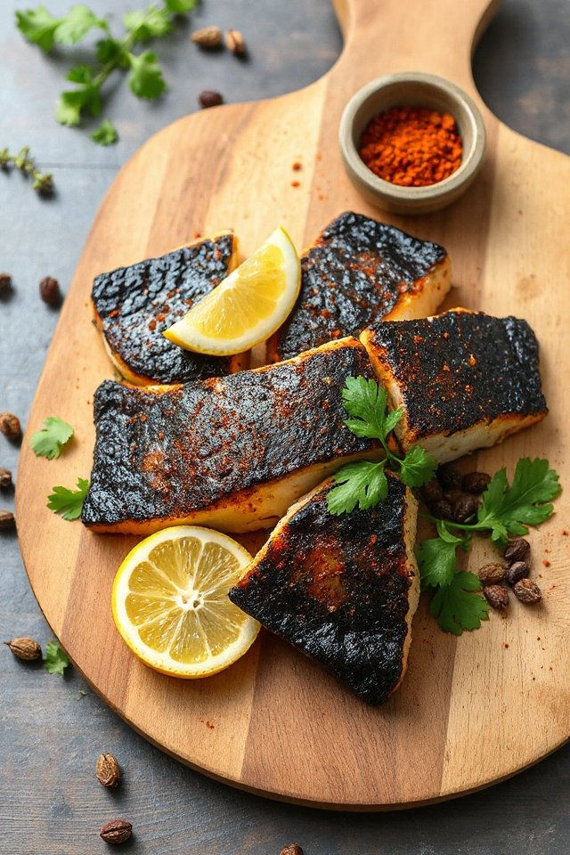 spiced smoky blackened cod