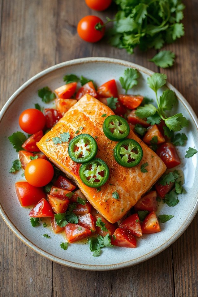 spicy salmon with tomatoes