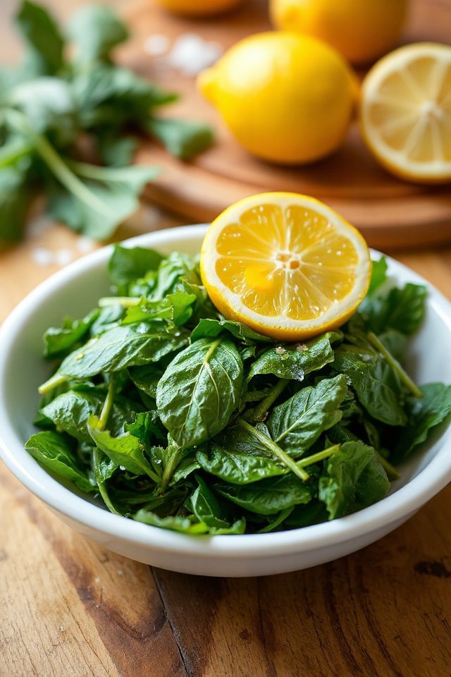 zesty lemon dandelion greens